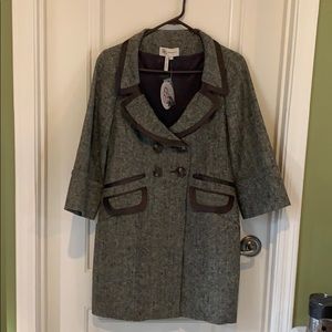NWT BCBG Pleat Sleeves/Dble Breast Tweed Coat sz S
